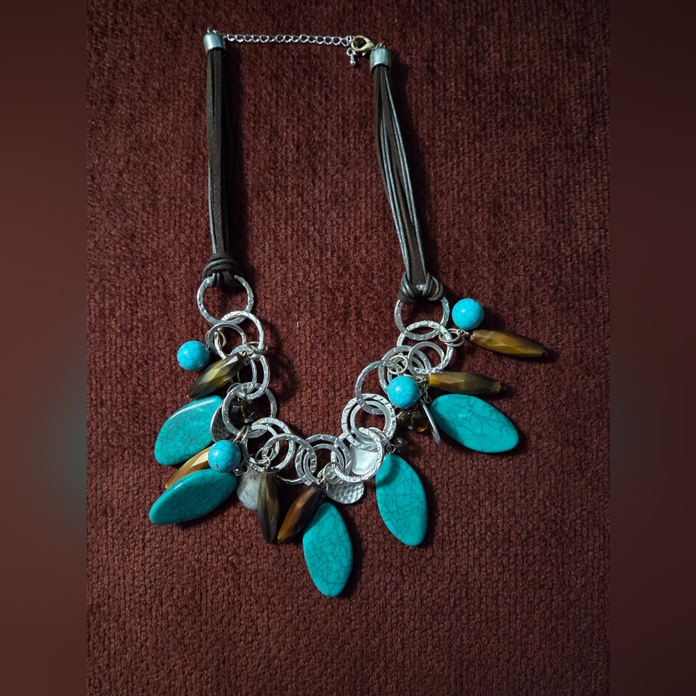 Turquoise and Silver Pendant Necklace
